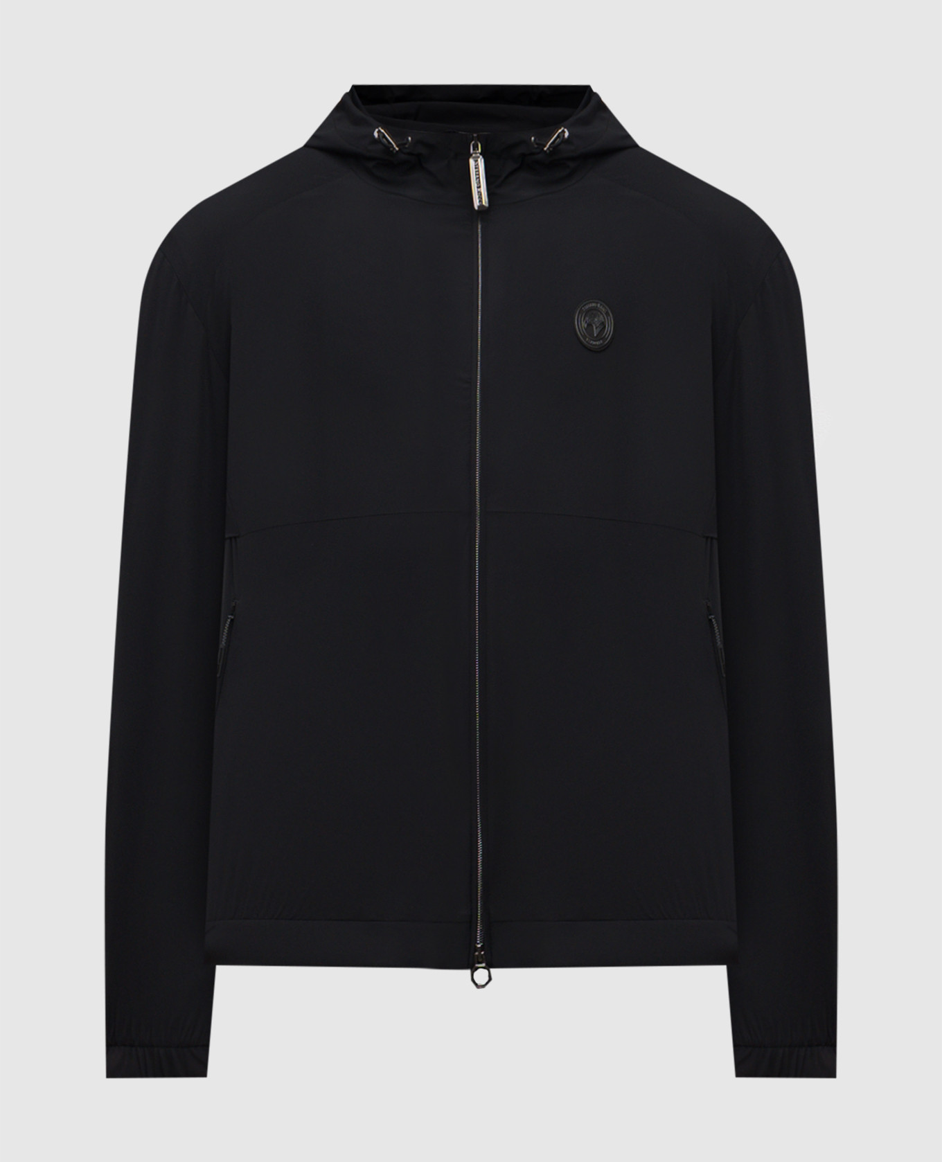 Black windbreaker with logo patch Stefano Ricci