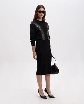 Max Mara Black sweater LESSY made of wool with crystals LESSY