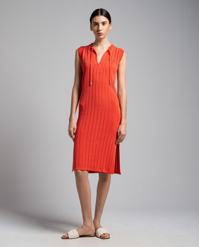 Peserico Red midi dress with monil chain S92240F1409173