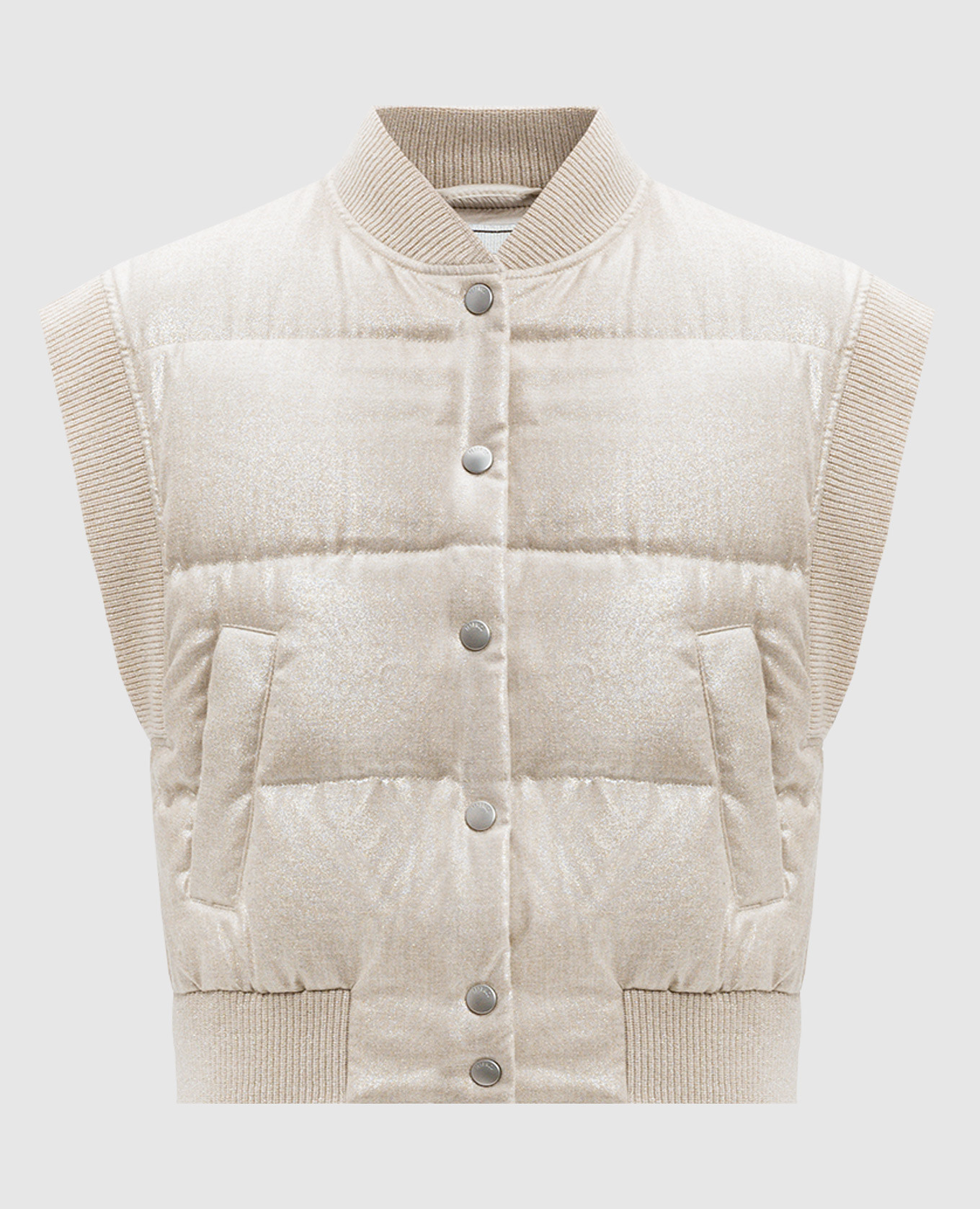 

Beige quilted down vest with lurex Peserico