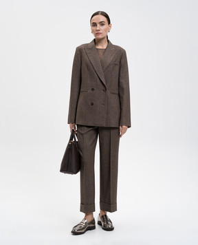 Peserico Brown double-breasted wool jacket S0169902581