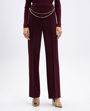 Twinset Burgundy flared pants with chain 252TP2281
