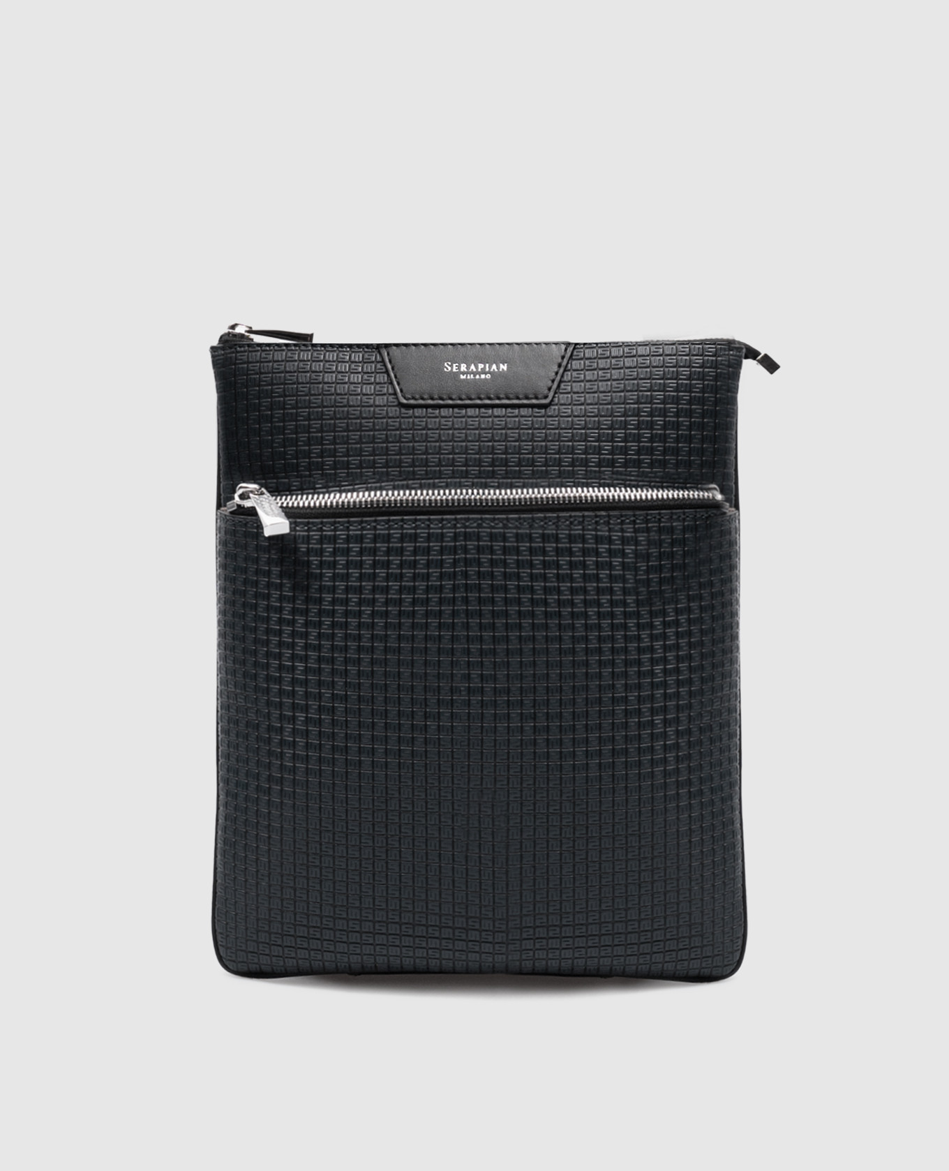 

Stepan black leather bag with logo Serapian