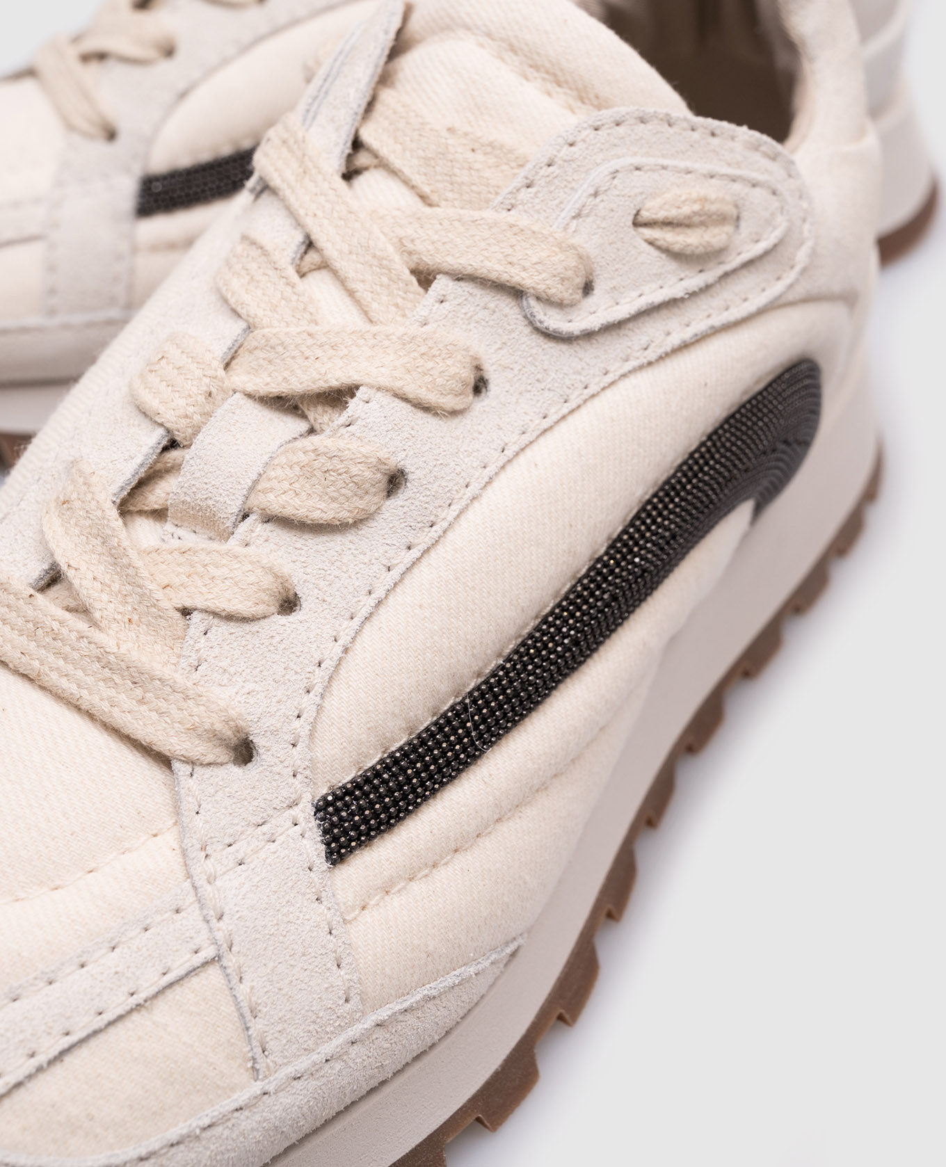 Beige combination sneakers with a monil chain Brunello Cucinelli 5