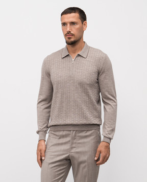 Bertolo Cashmere Beige wool and silk polo shirt 902519002532