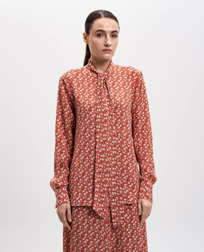 Ermanno Scervino Red floral silk blouse with ascot collar D462K352OYQ