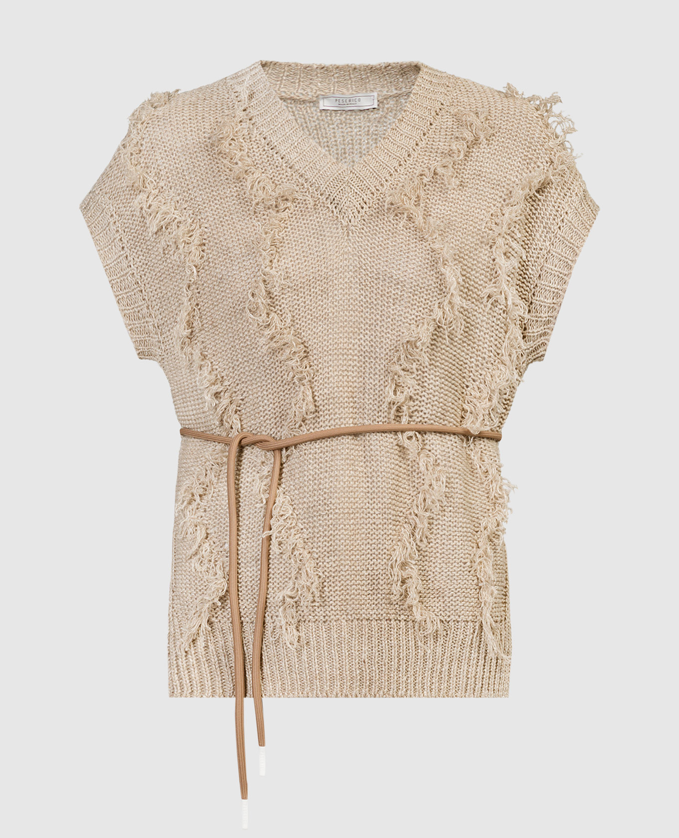 

Beige linen waistcoat with fringe Peserico