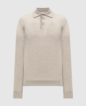Brunello Cucinelli Beige wool and cashmere polo shirt M2400295