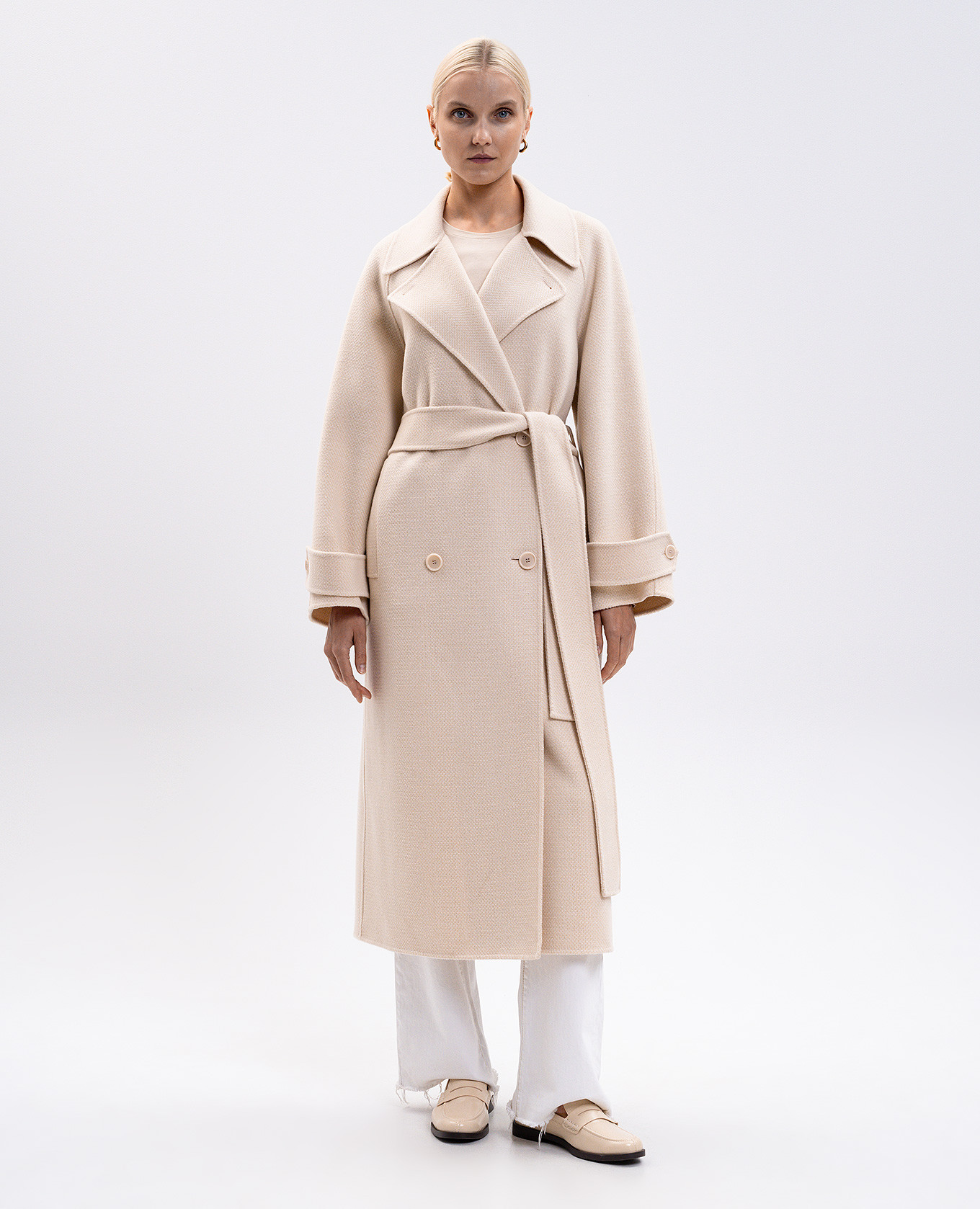 

New Navarre beige double-breasted wool coat JOSEPH