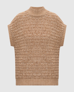 Peserico Beige alpaca wool vest with sequins S99404F039283G