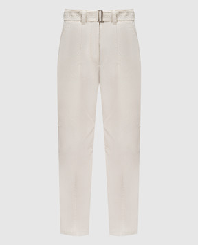 Brunello Cucinelli White pants with logo engraving ML180P8559
