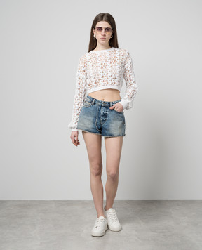 Twinset White cropped openwork jumper 241AT3050