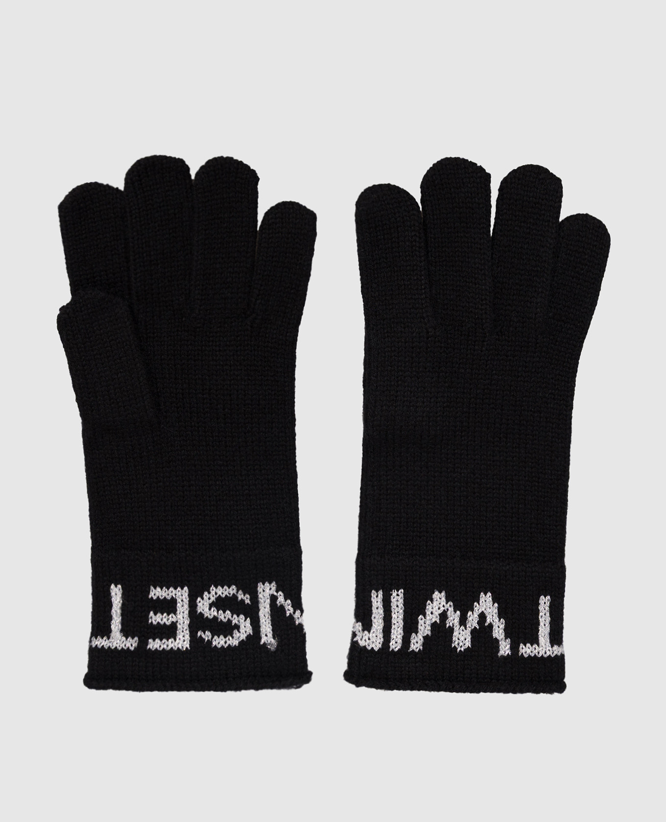 

Black wool gloves with logo Twinset