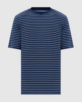 Brunello Cucinelli Blue striped linen T-shirt MW8601346