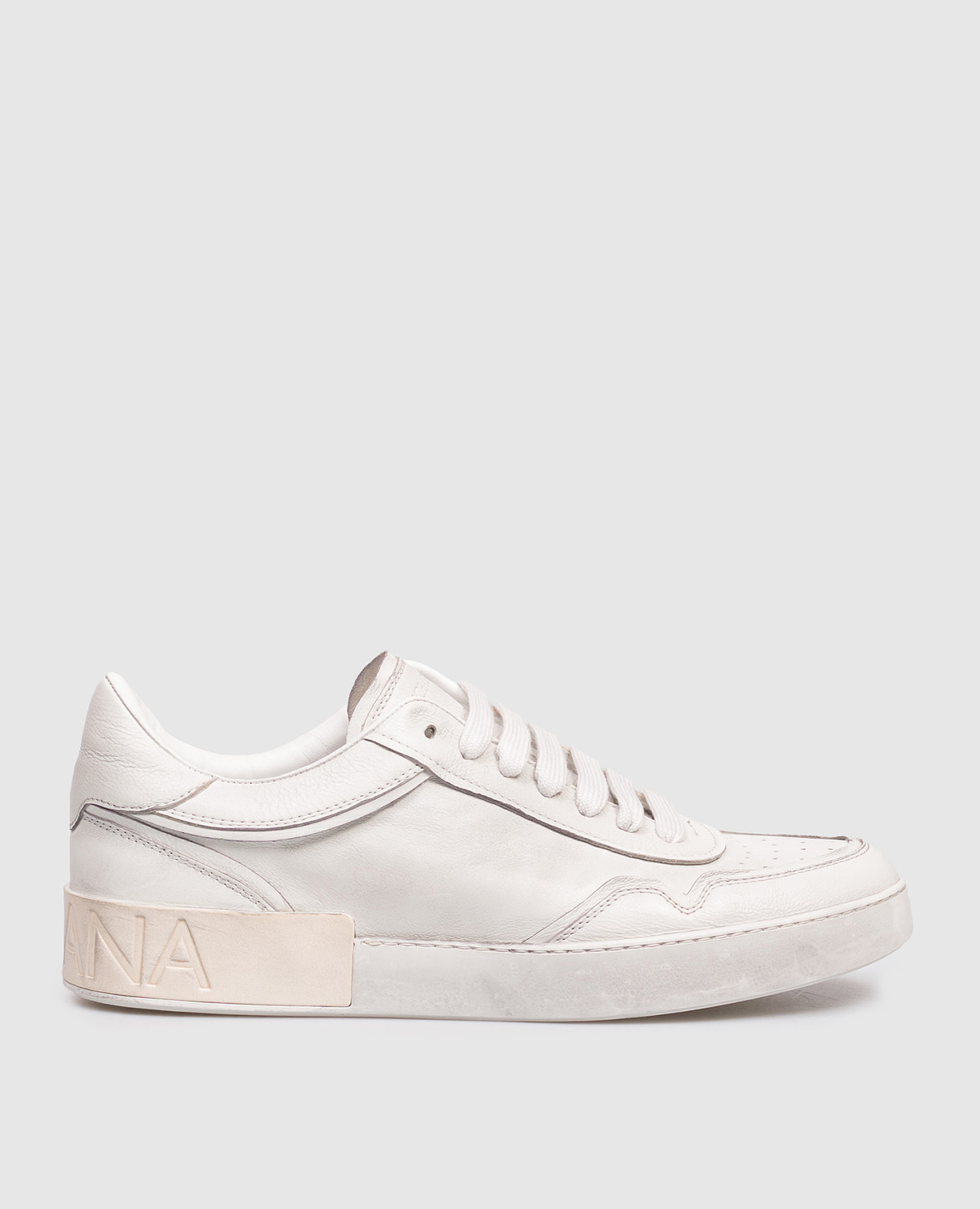 Grey leather sneakers with a vintage effect Dolce&Gabbana