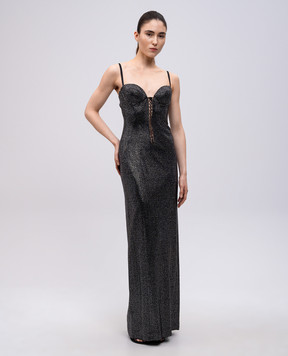 Giuseppe Di Morabito Milano Black bustier maxi dress with crystals 04SSDR457FC04428AC