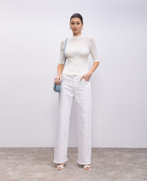 Twinset White top with metal logo emblem 251TP3011