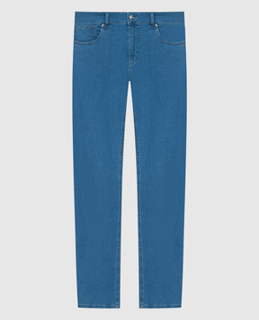Enrico Mandelli Blue jeans with leather logo patch 0MIAMI5153