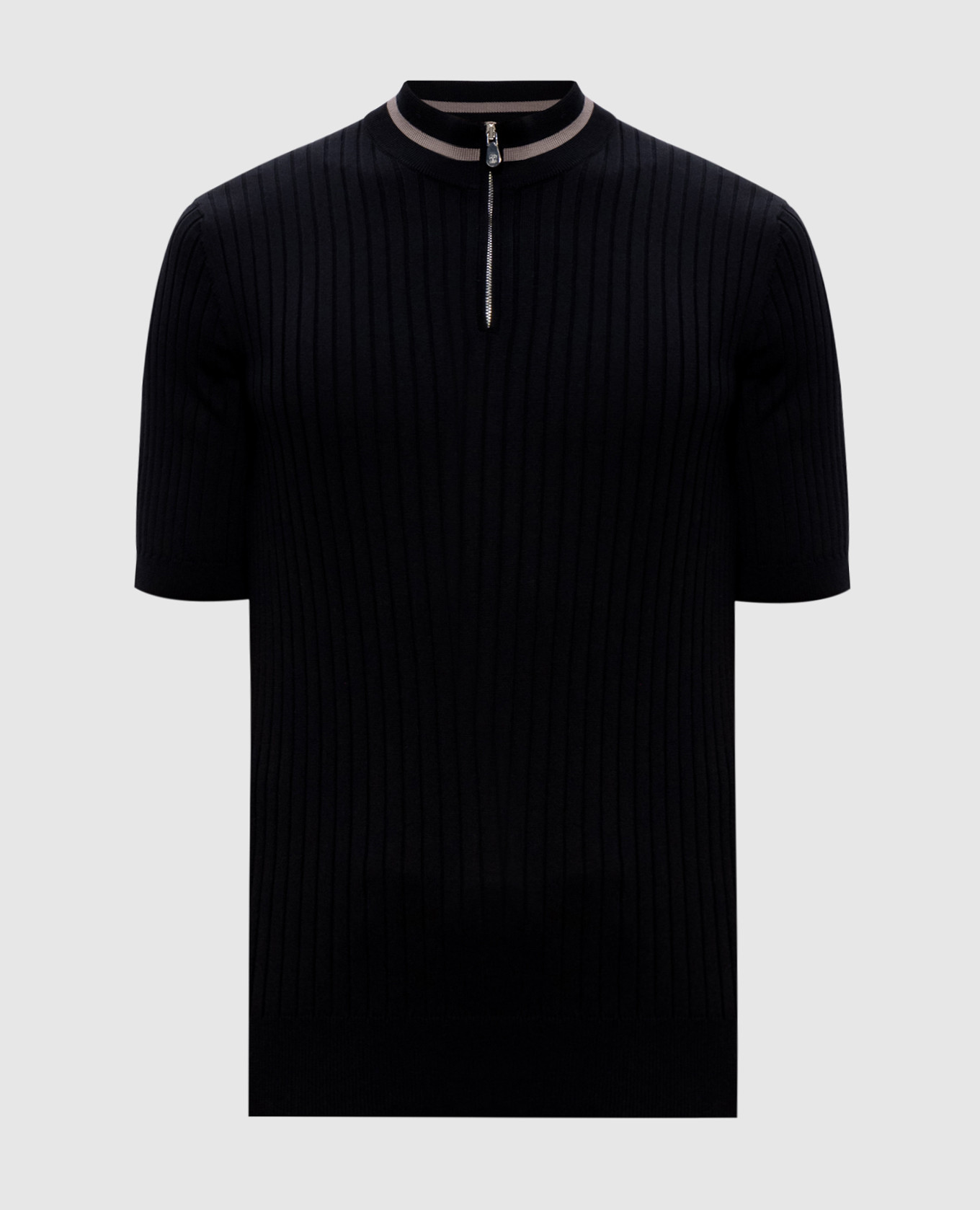 

Black ribbed t-shirt with zipper Brunello Cucinelli