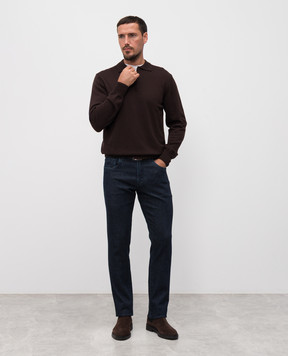 Cashmere&Whiskey Brown merino wool polo shirt 94394Z