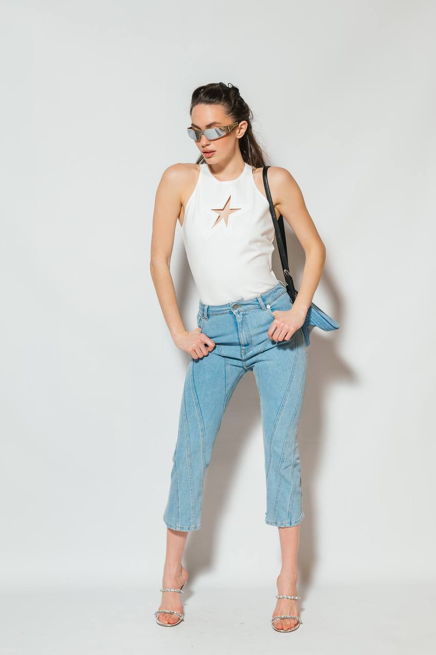 

Blue denim capris Thierry Mugler, Light blue
