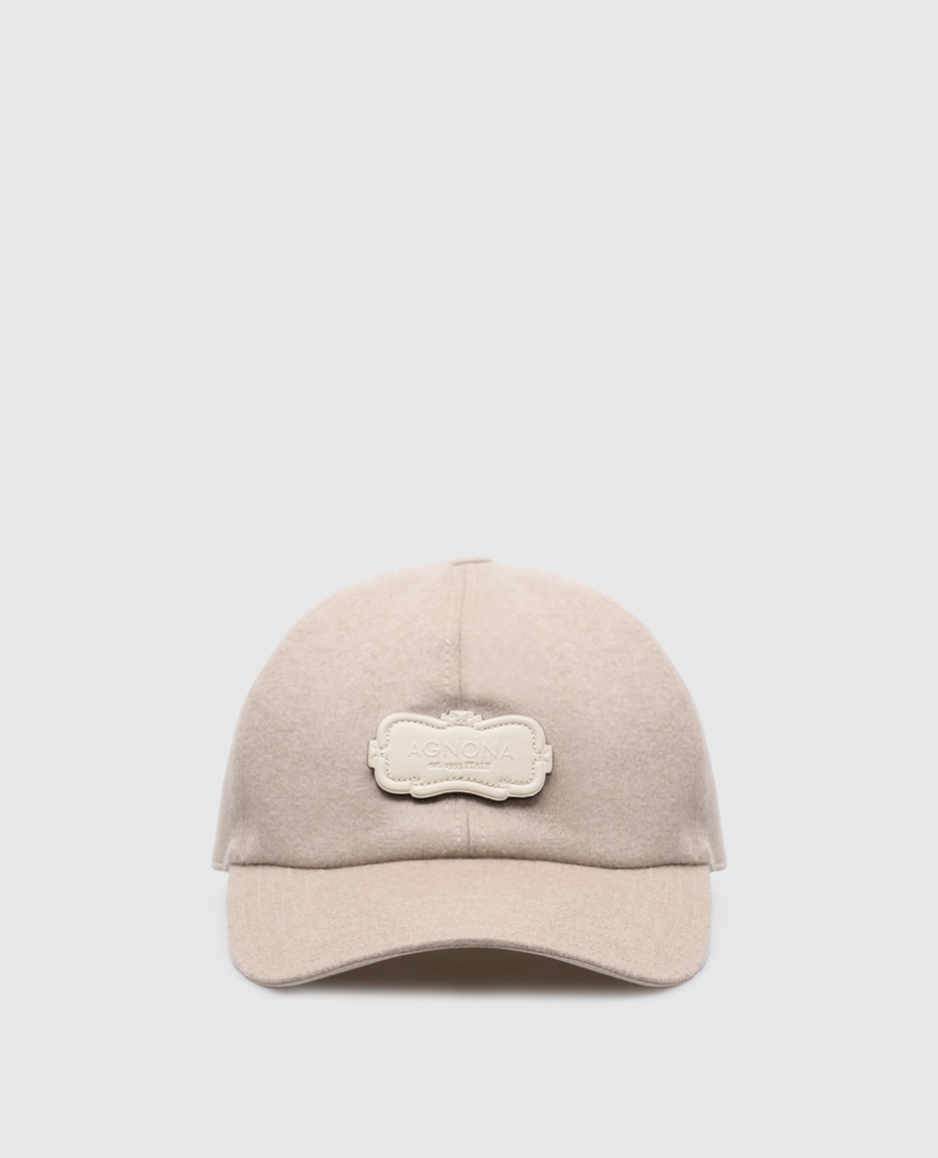 

Beige silk and cashmere cap with logo patch Agnona