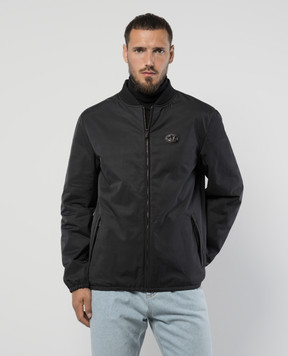 Valentino Black bomber jacket with metallic VLogo Signature logo 5V3CIO55CKV