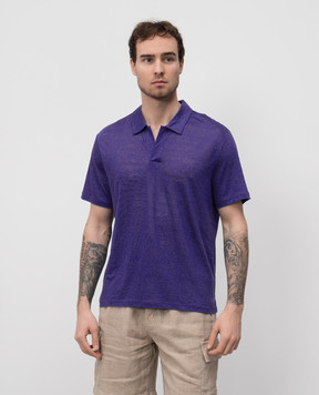 Vilebrequin Blue linen polo shirt PYRE9O00