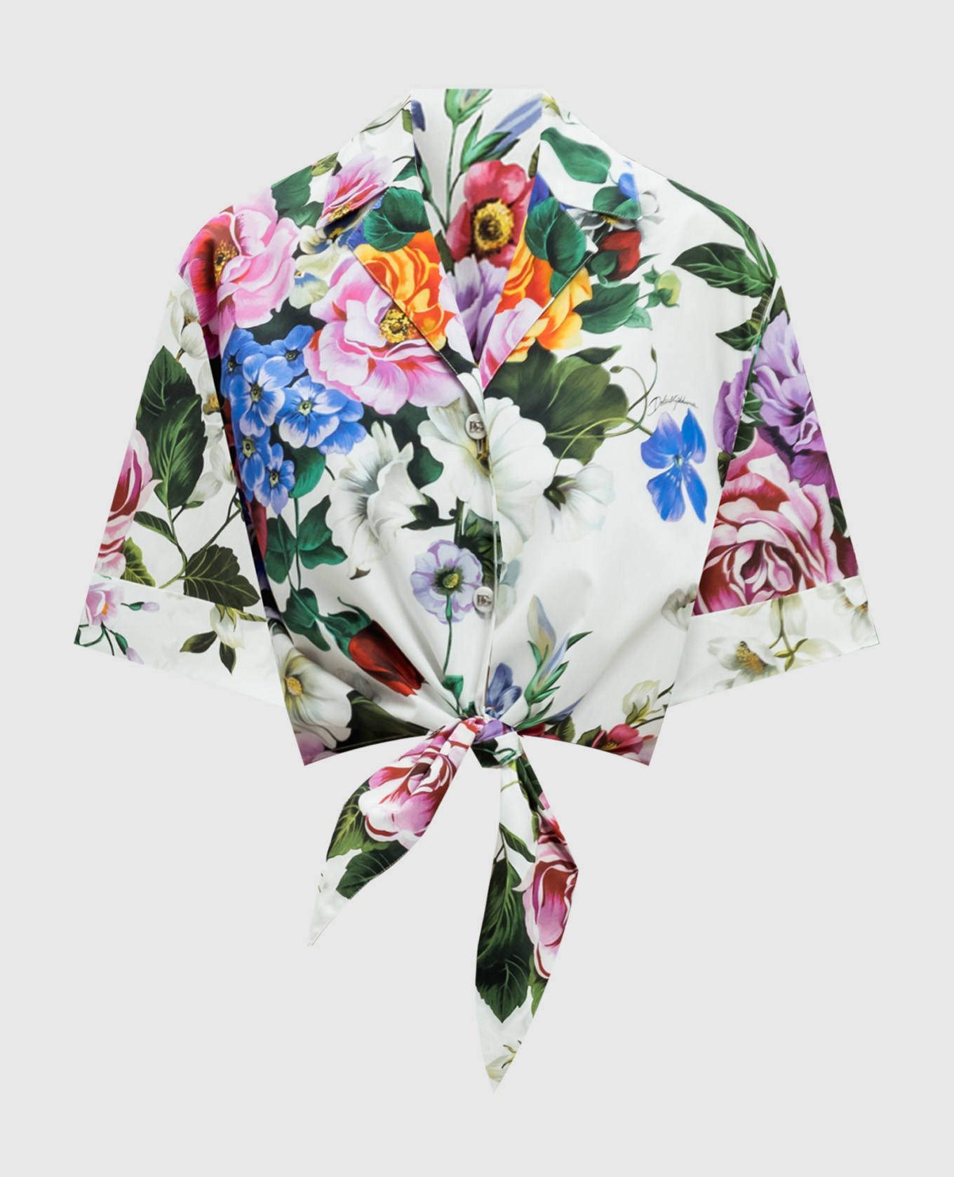 White blouse with floral print Dolce&Gabbana