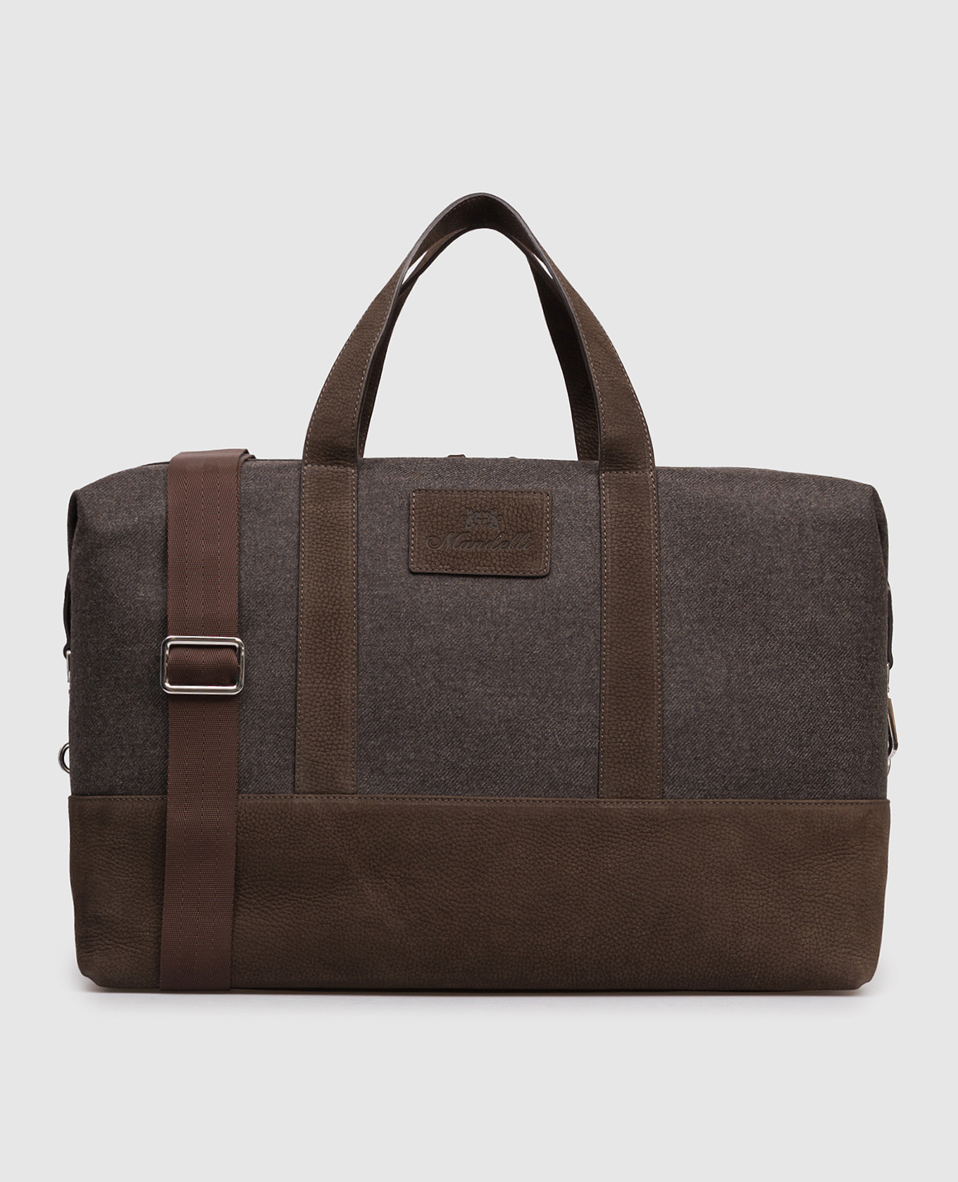 Brown combination travel bag with logo Enrico Mandelli