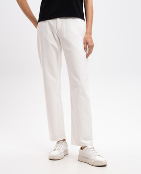 MooRER SANSA white jeans with logo patch SANSA142