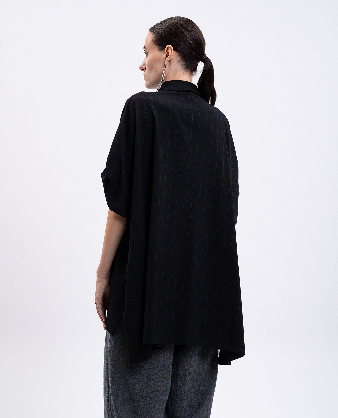 Black striped wool shirt Y`S Yamamoto 4