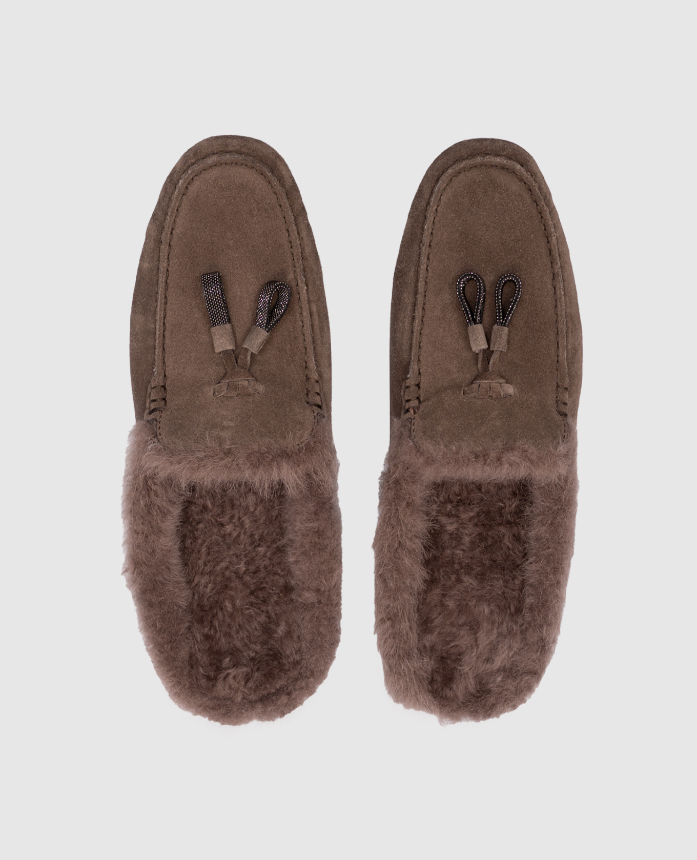 

Brown suede mules with fur trim Brunello Cucinelli