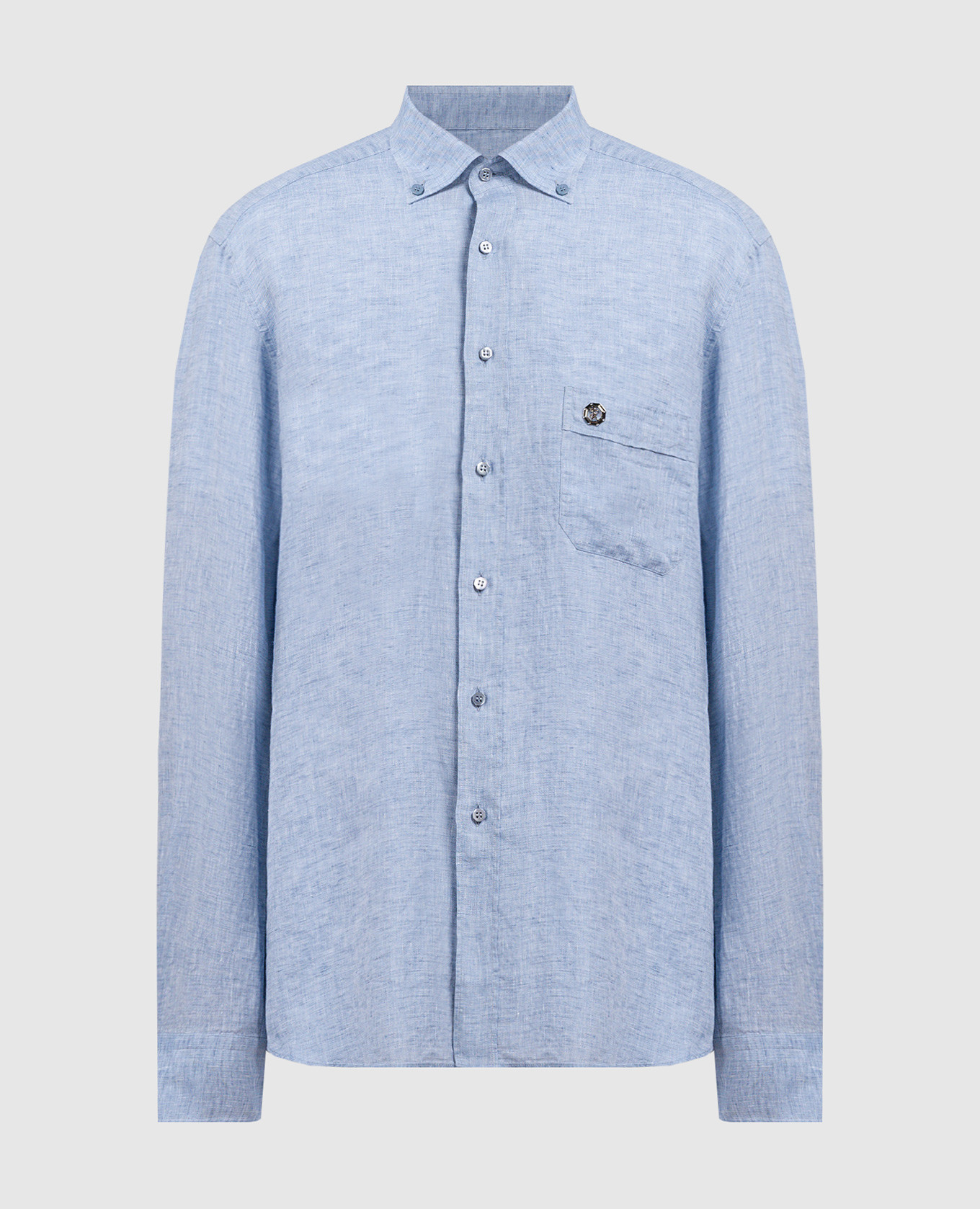 

Blue linen shirt Stefano Ricci, Голубой