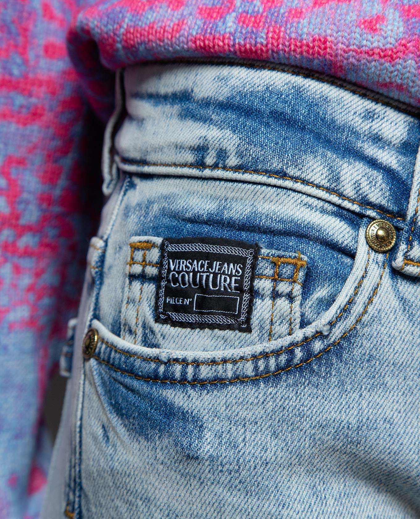Blue jeans with logo patch Versace Jeans Couture 5