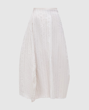 Marc Le Bihan Gray silk and linen midi skirt 2540BEIGE