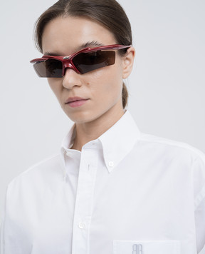 Balenciaga Burgundy Turbo Rectangle Sunglasses 830305T0007w