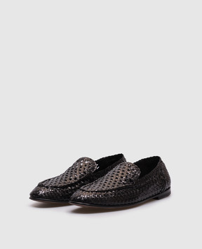 Dolce&Gabbana Black leather loafers with weaving A50481A6M71