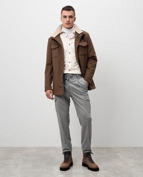 Cashmere&Whiskey Brown cashmere jacket with patch pockets CW0011000