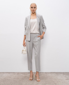 Peserico Gray wool pants with monil chain A0457206413