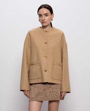 Versace Beige cropped coat with wool 10203121A15376