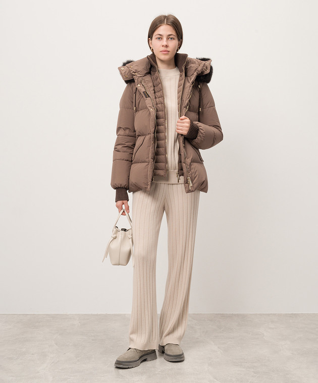 ダウンジャケット・コート MOORER ATTICA DOWN JACKET MooRER - Brown down jacket ATTICA-STP with fox fur ATTICASTP