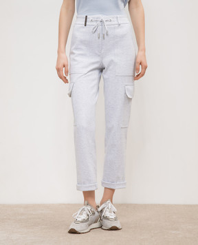 Peserico Gray cargo pants with branded patch P04056J006904