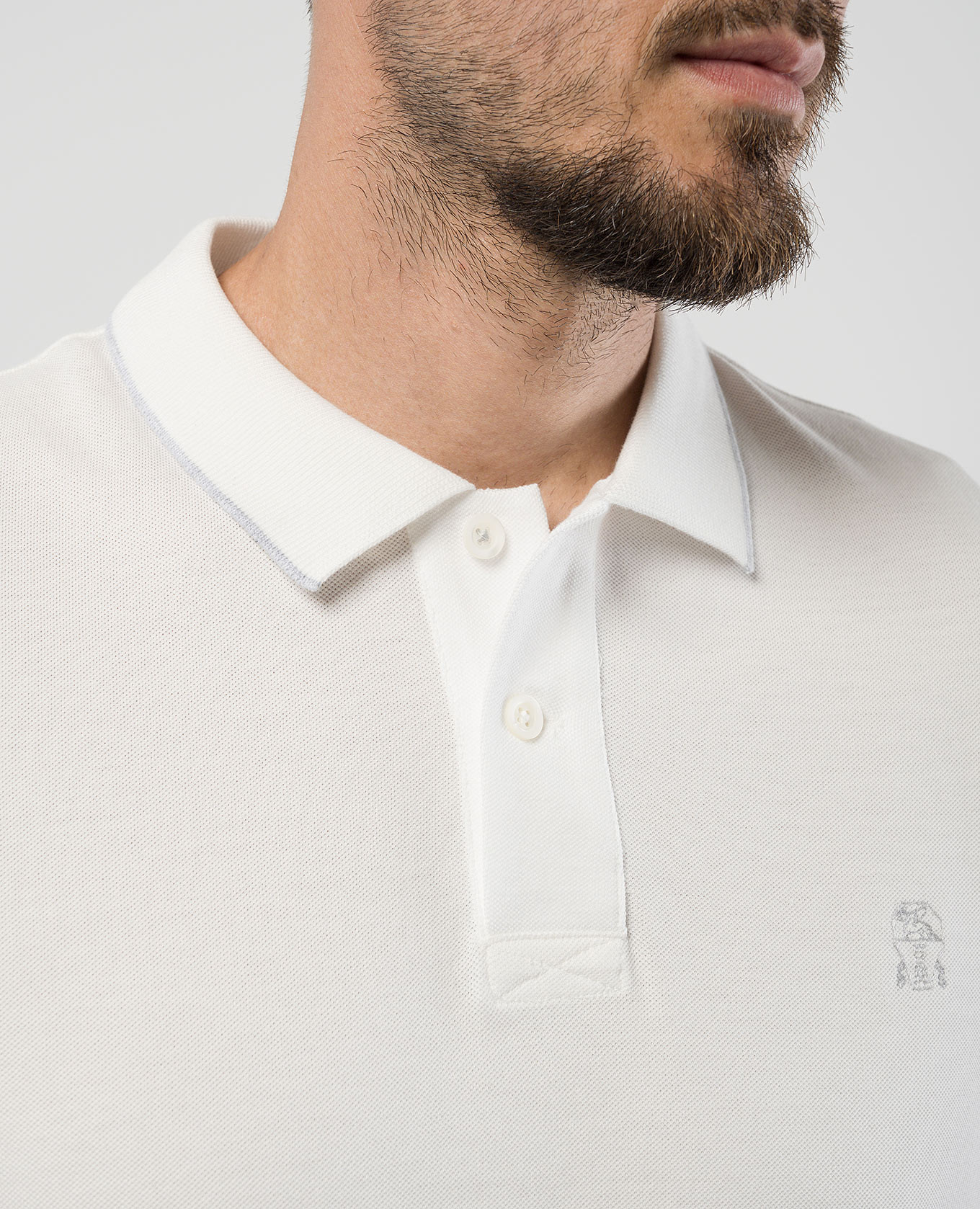 

White polo with logo emblem embroidery Brunello Cucinelli