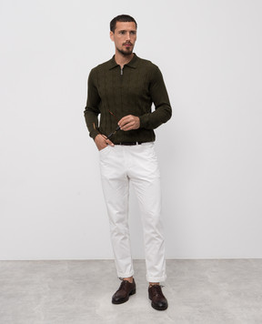 Stefano Ricci Green cashmere and silk polo shirt with logo K808096P30F25374