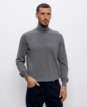 Brunello Cucinelli Grey melange wool and cashmere turtleneck M2400103