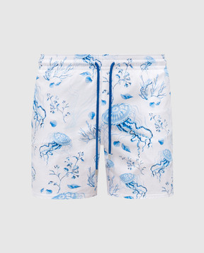 Vilebrequin White logo pattern swim shorts MSOCF126