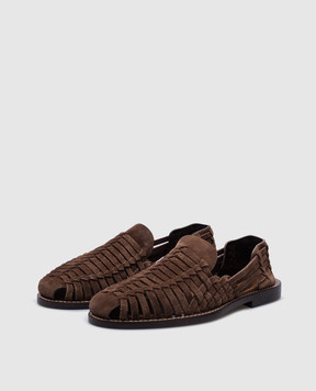 Brunello Cucinelli Brown suede loafers with weaving MZUCOBM313
