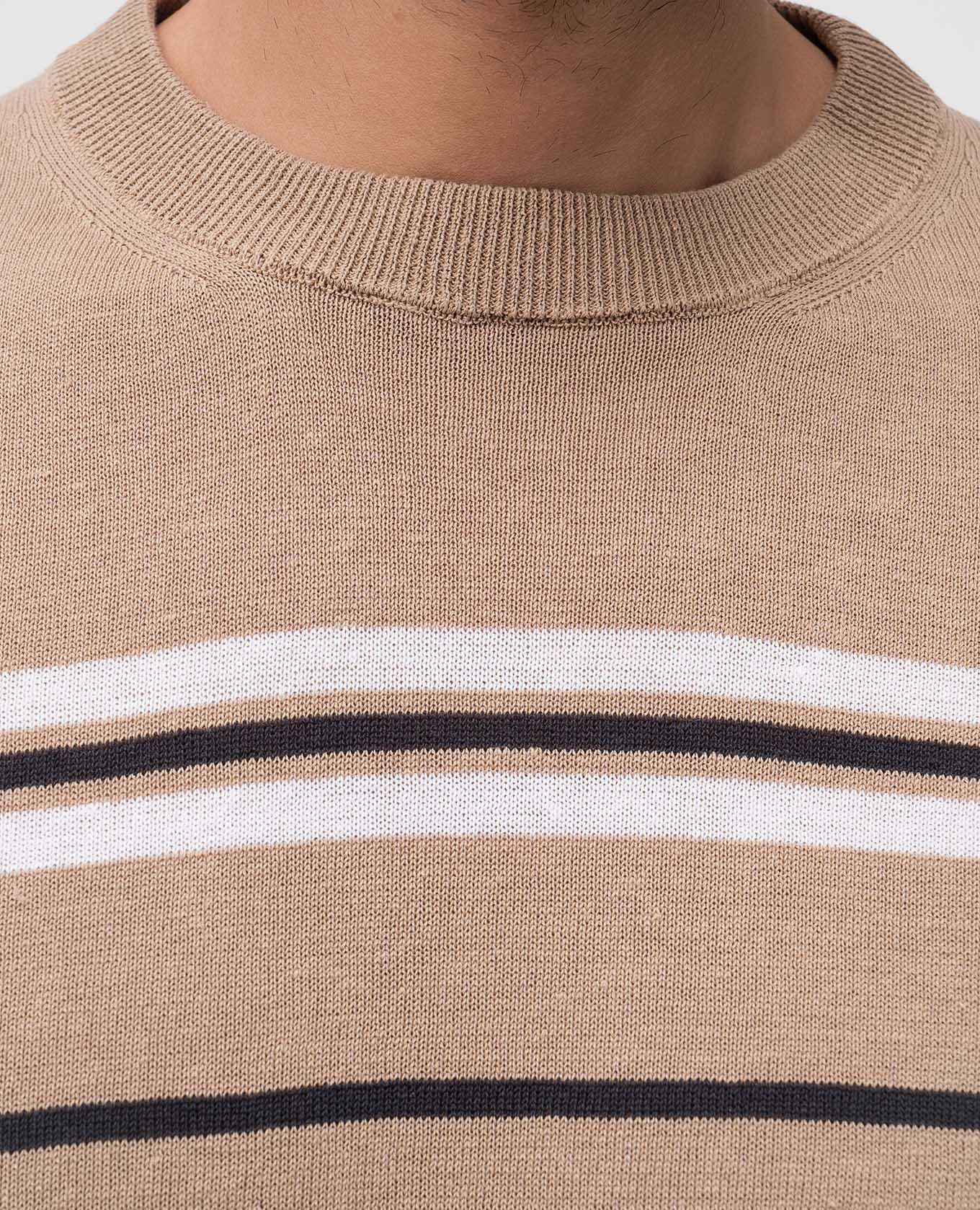 

Beige striped linen T-shirt Peserico