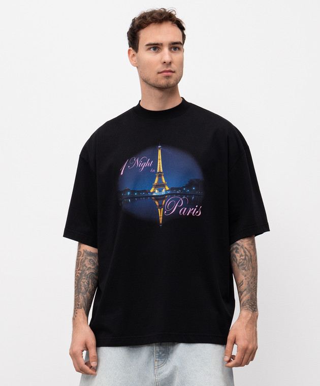 Vetements - Black T-shirt with 1 Night in Paris print UH76TR410BM